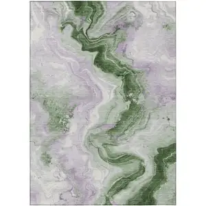 Photo of Olive Green And Lavender Abstract Washable Indoor Outdoor Area Rug