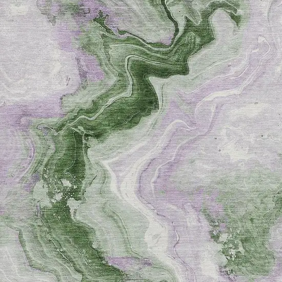 Olive Green And Lavender Abstract Washable Indoor Outdoor Area Rug Photo 3