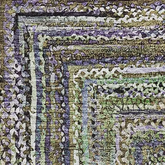 Olive Green And Lavender Geometric Washable Area Rug With UV Protection Photo 2