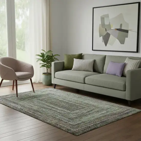 Olive Green And Lavender Geometric Washable Area Rug With UV Protection Photo 2