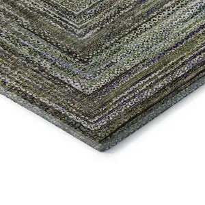 Photo of Olive Green And Lavender Geometric Washable Area Rug With UV Protection