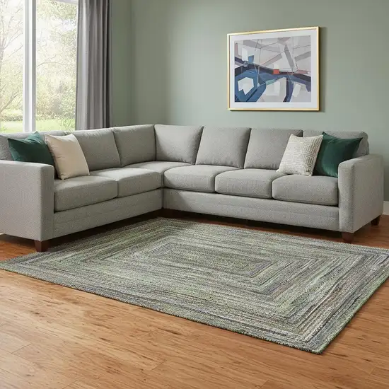 Olive Green And Lavender Geometric Washable Area Rug With UV Protection Photo 2