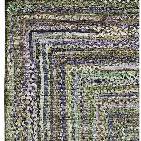 Olive Green And Lavender Geometric Washable Area Rug With UV Protection Photo 3