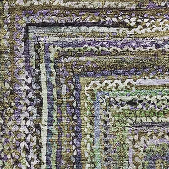 Olive Green And Lavender Geometric Washable Area Rug With UV Protection Photo 2