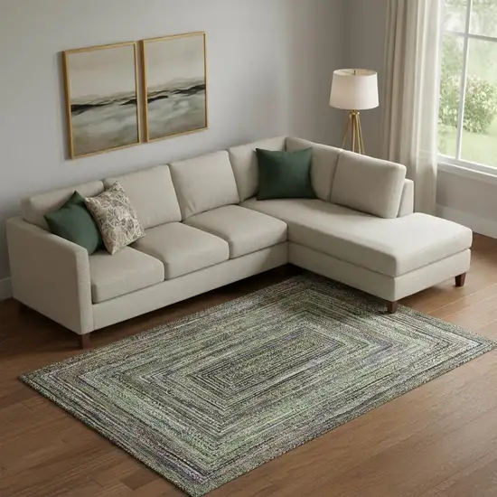 Olive Green And Lavender Geometric Washable Area Rug With UV Protection Photo 2