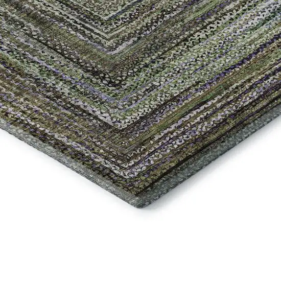 Olive Green And Lavender Geometric Washable Area Rug With UV Protection Photo 7