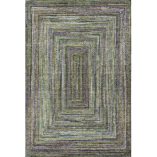 Olive Green And Lavender Geometric Washable Area Rug With UV Protection Photo 4