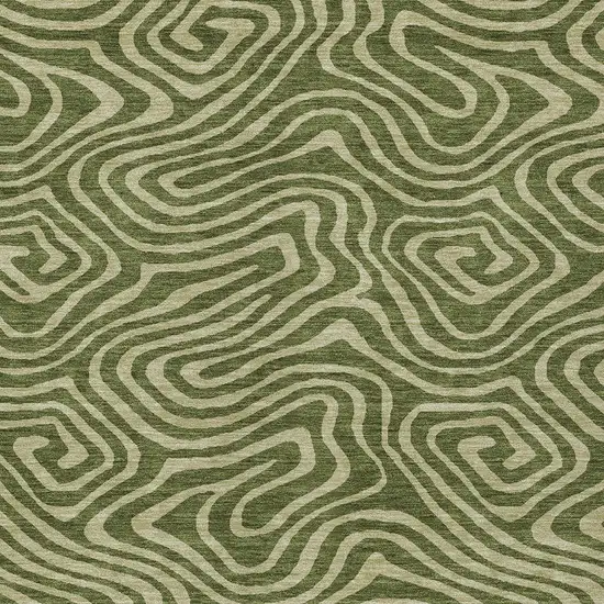 Olive Green And Light Green Abstract Washable Indoor Outdoor Area Rug Photo 6