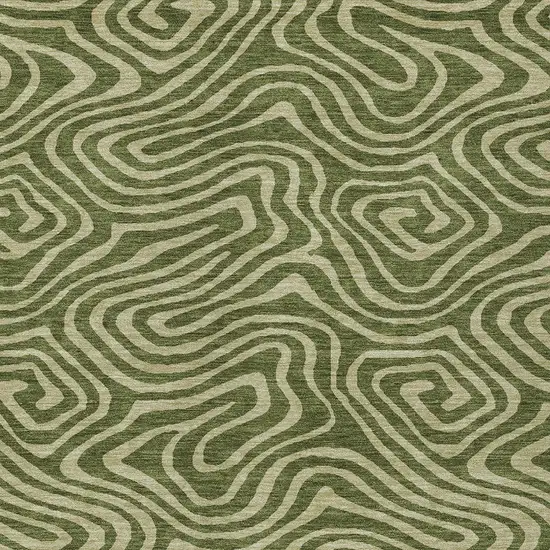 Olive Green And Light Green Abstract Washable Indoor Outdoor Area Rug Photo 6