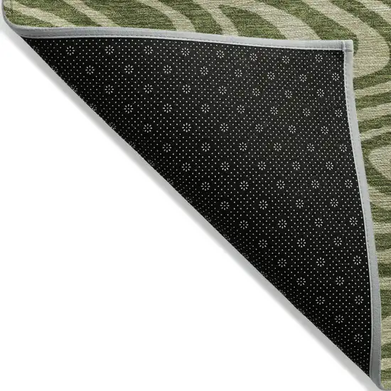 Olive Green And Light Green Abstract Washable Indoor Outdoor Area Rug Photo 4