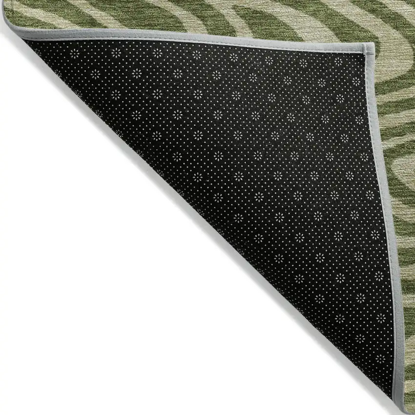 Olive Green And Light Green Abstract Washable Indoor Outdoor Area Rug Photo 4