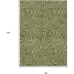 Photo of Olive Green And Light Green Abstract Washable Indoor Outdoor Area Rug