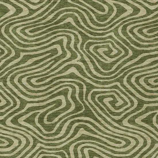 Olive Green And Light Green Abstract Washable Indoor Outdoor Area Rug Photo 6