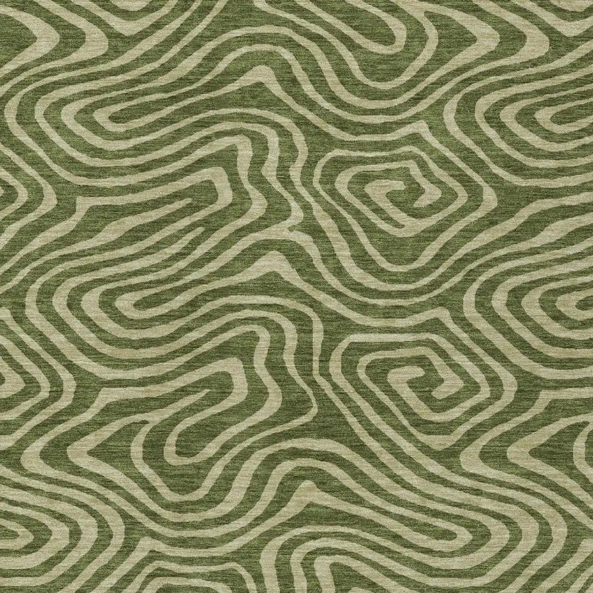 Olive Green And Light Green Abstract Washable Indoor Outdoor Area Rug Photo 6