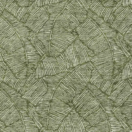 Olive Green And Light Green Floral Washable Indoor Outdoor Area Rug Photo 6