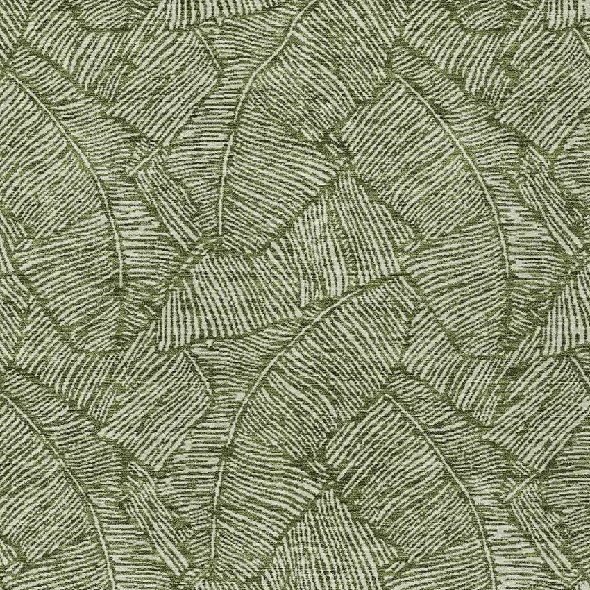 Olive Green And Light Green Floral Washable Indoor Outdoor Area Rug Photo 6