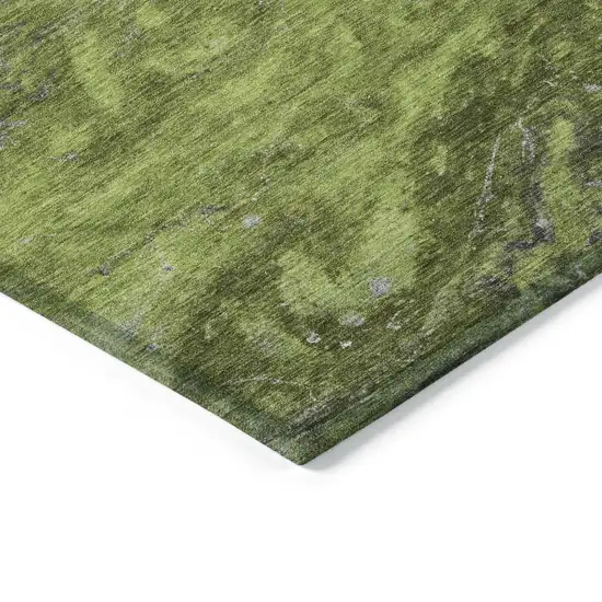 Olive Green And Lime Green Abstract Washable Indoor Outdoor Area Rug Photo 5