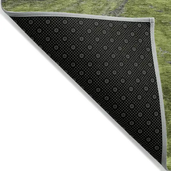 Olive Green And Lime Green Abstract Washable Indoor Outdoor Area Rug Photo 4