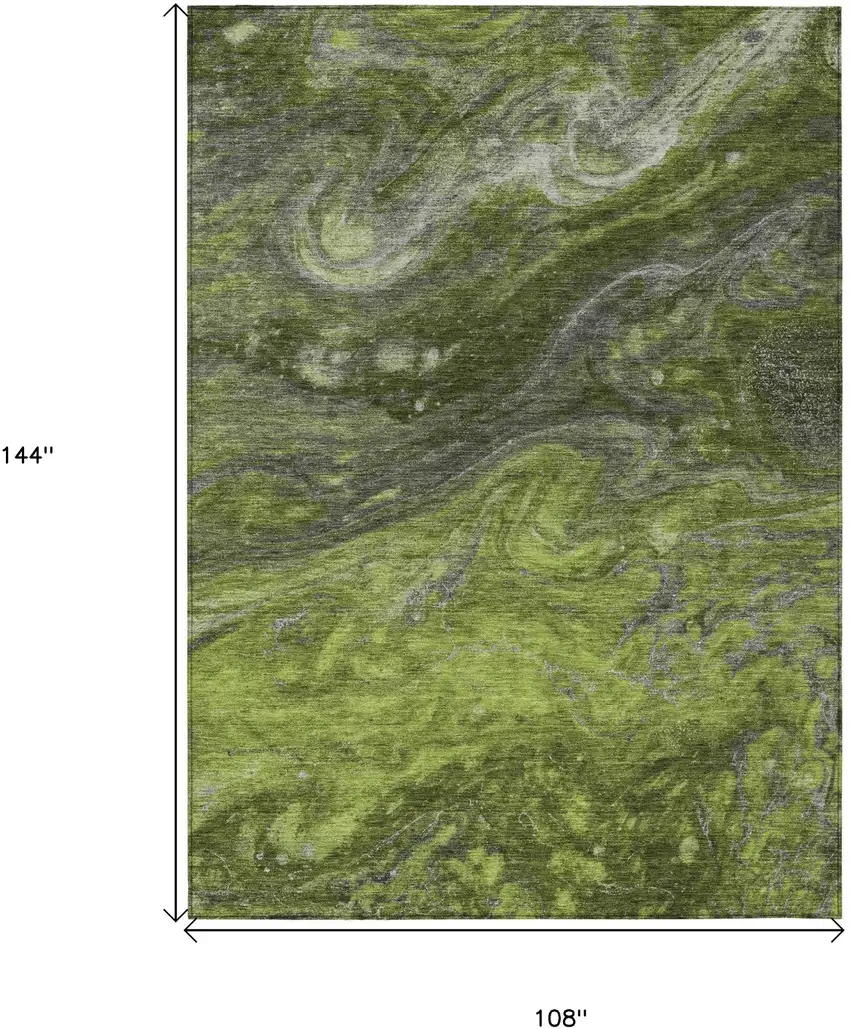 Olive Green And Lime Green Abstract Washable Indoor Outdoor Area Rug Photo 3