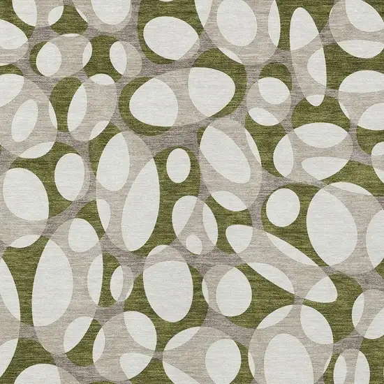 Olive Green And Linen Abstract Washable Indoor Outdoor Area Rug Photo 2