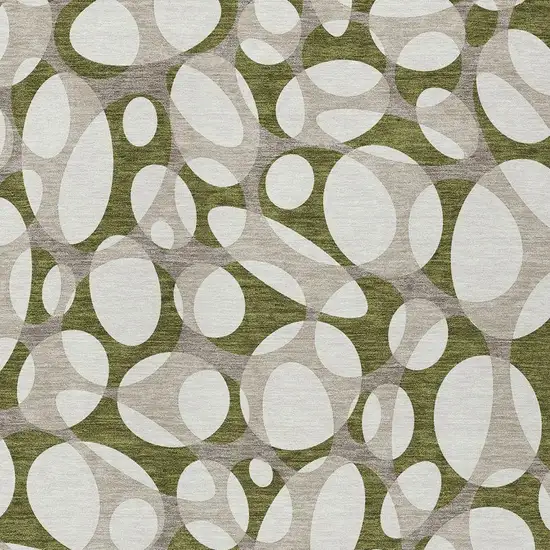Olive Green And Linen Abstract Washable Indoor Outdoor Area Rug Photo 2