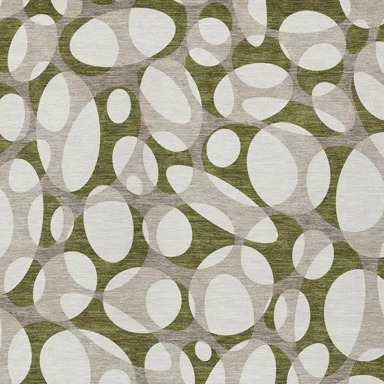 Olive Green And Linen Abstract Washable Indoor Outdoor Area Rug Photo 2