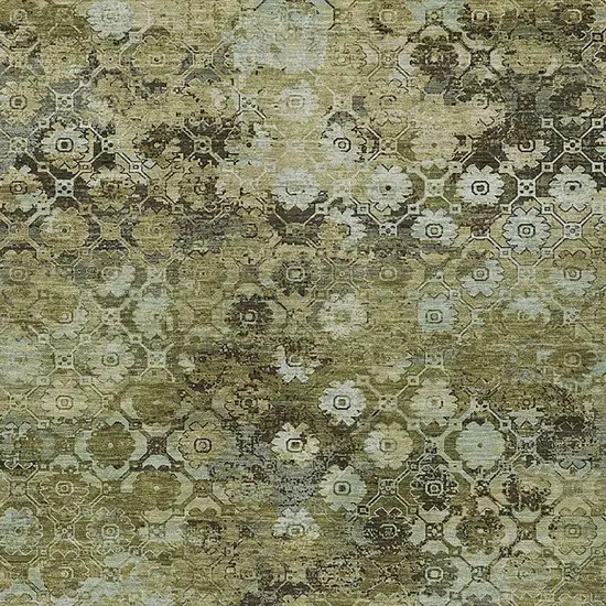 Olive Green And Mint Green Abstract Washable Indoor Outdoor Area Rug Photo 2