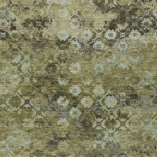 Olive Green And Mint Green Abstract Washable Indoor Outdoor Area Rug Photo 2
