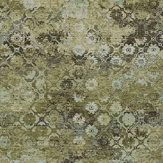 Olive Green And Mint Green Abstract Washable Indoor Outdoor Area Rug Photo 2