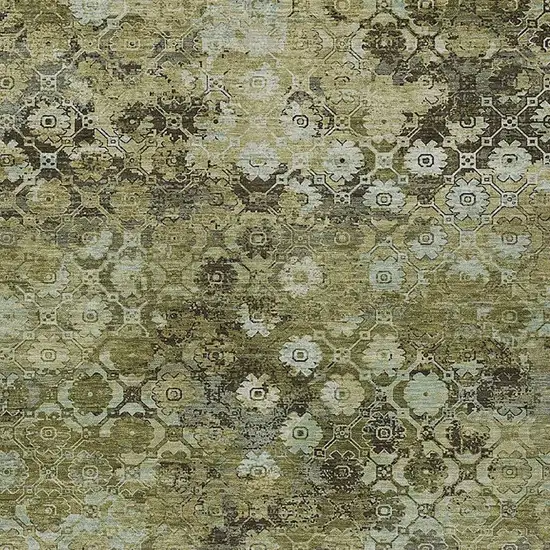 Olive Green And Mint Green Abstract Washable Indoor Outdoor Area Rug Photo 2