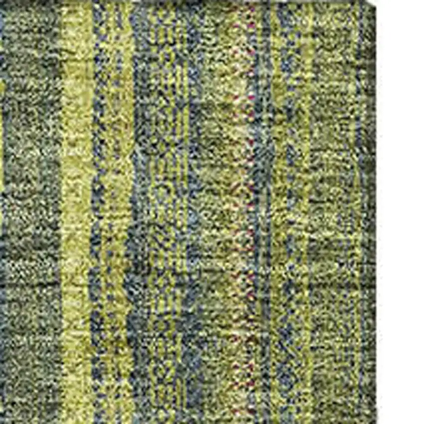 Olive Green And Navy Blue Striped Washable Area Rug With UV Protection Photo 4