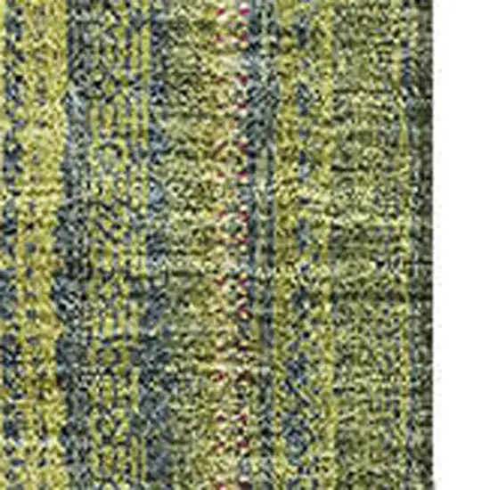 Olive Green And Navy Blue Striped Washable Area Rug With UV Protection Photo 3