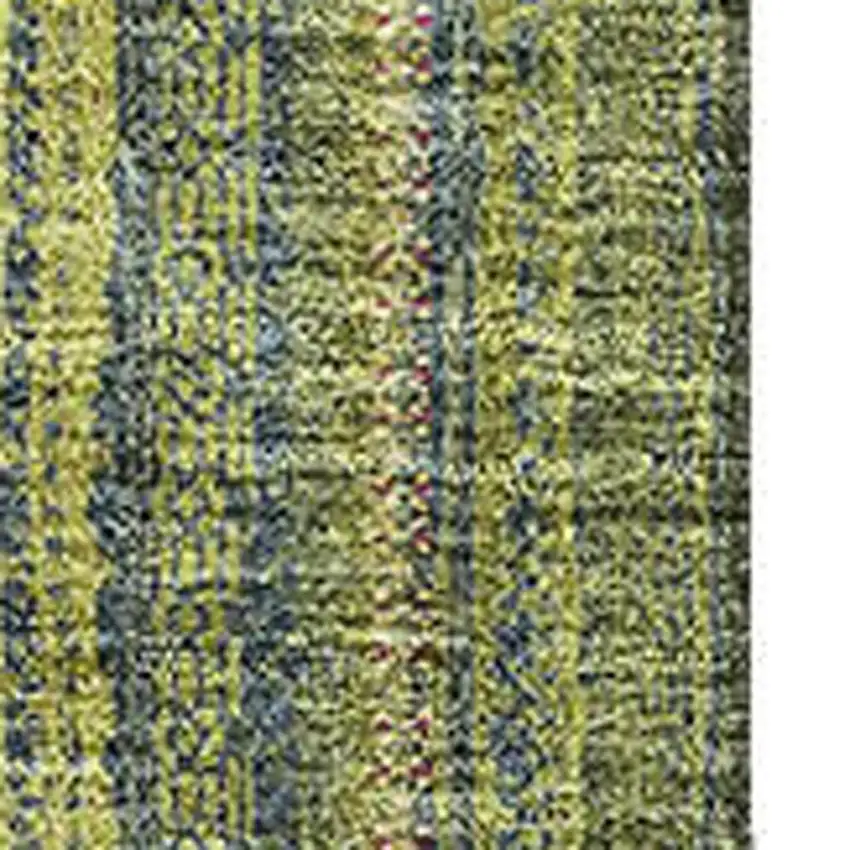 Olive Green And Navy Blue Striped Washable Area Rug With UV Protection Photo 3