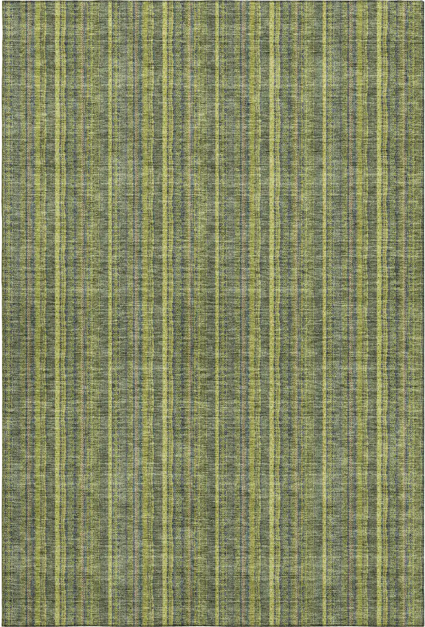 Olive Green And Navy Blue Striped Washable Area Rug With UV Protection Photo 6