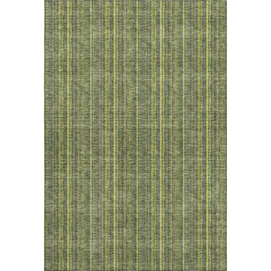 Olive Green And Navy Blue Striped Washable Area Rug With UV Protection Photo 6