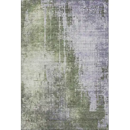 Olive Green And Purple Abstract Washable Area Rug With UV Protection Photo 4