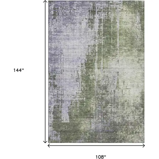 Olive Green And Purple Abstract Washable Area Rug With UV Protection Photo 3