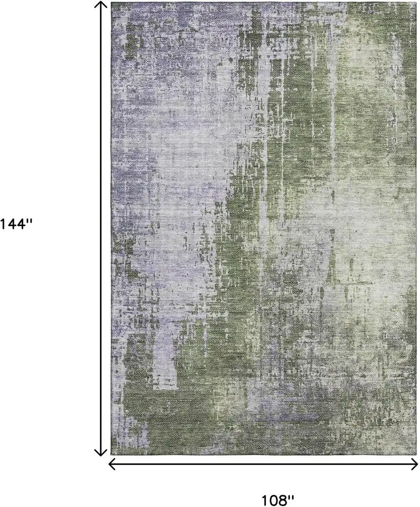Olive Green And Purple Abstract Washable Area Rug With UV Protection Photo 3