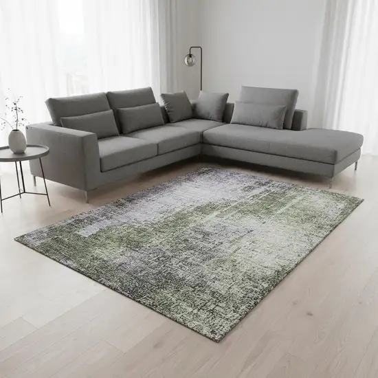 Olive Green And Purple Abstract Washable Area Rug With UV Protection Photo 2