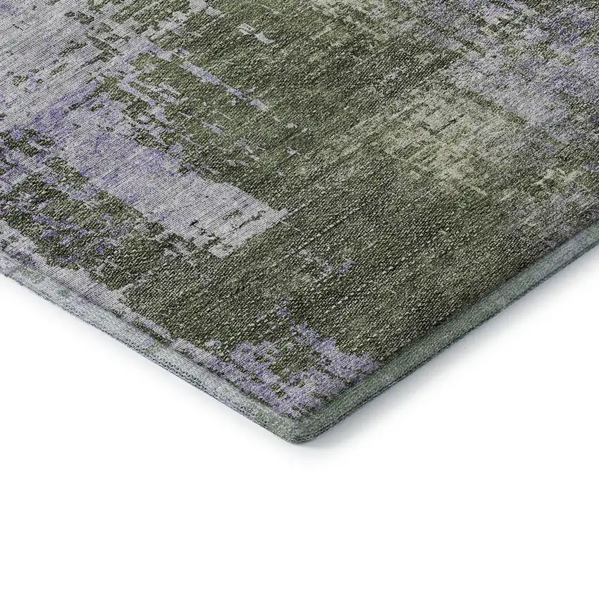 Olive Green And Purple Abstract Washable Area Rug With UV Protection Photo 8