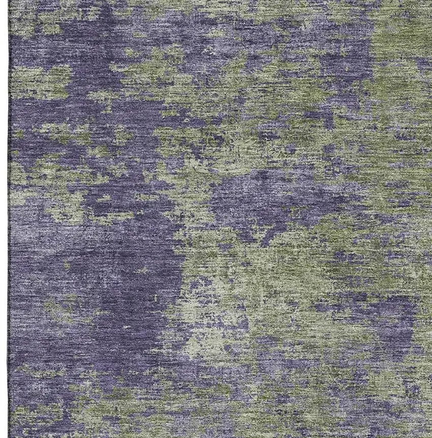 Olive Green And Purple Abstract Washable Area Rug With UV Protection Photo 3