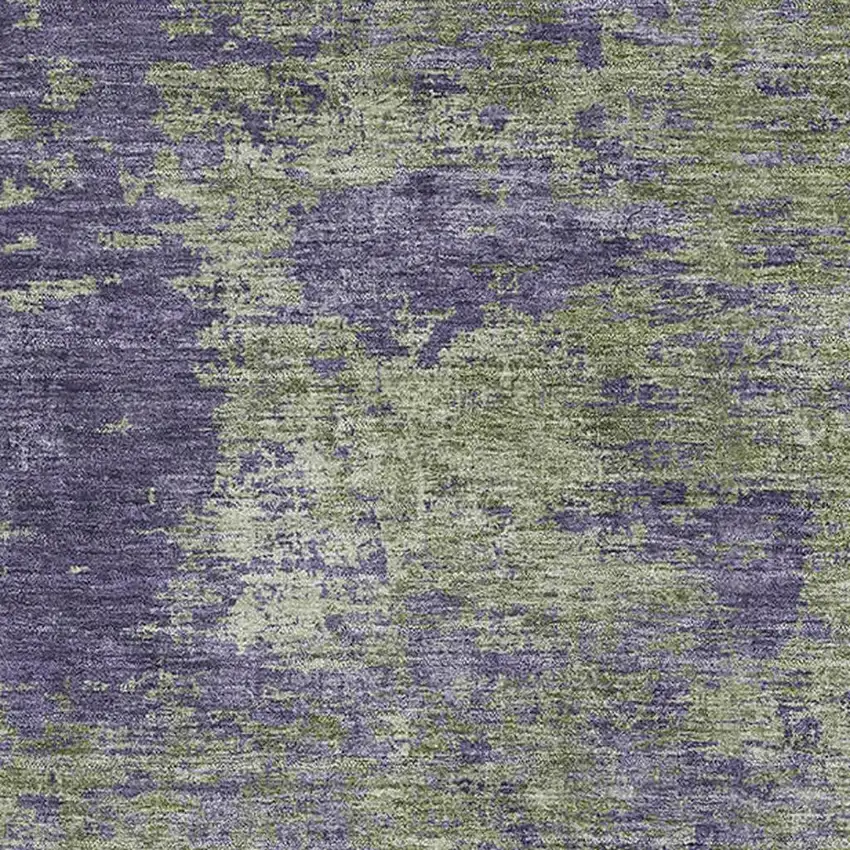 Olive Green And Purple Abstract Washable Area Rug With UV Protection Photo 2