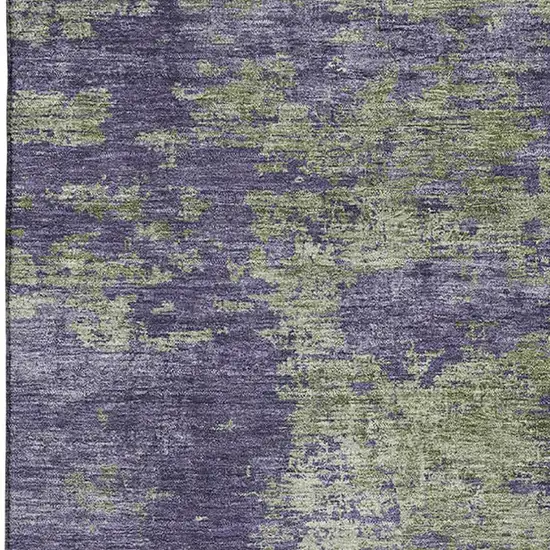 Olive Green And Purple Abstract Washable Area Rug With UV Protection Photo 2