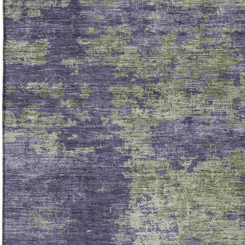 Olive Green And Purple Abstract Washable Area Rug With UV Protection Photo 2