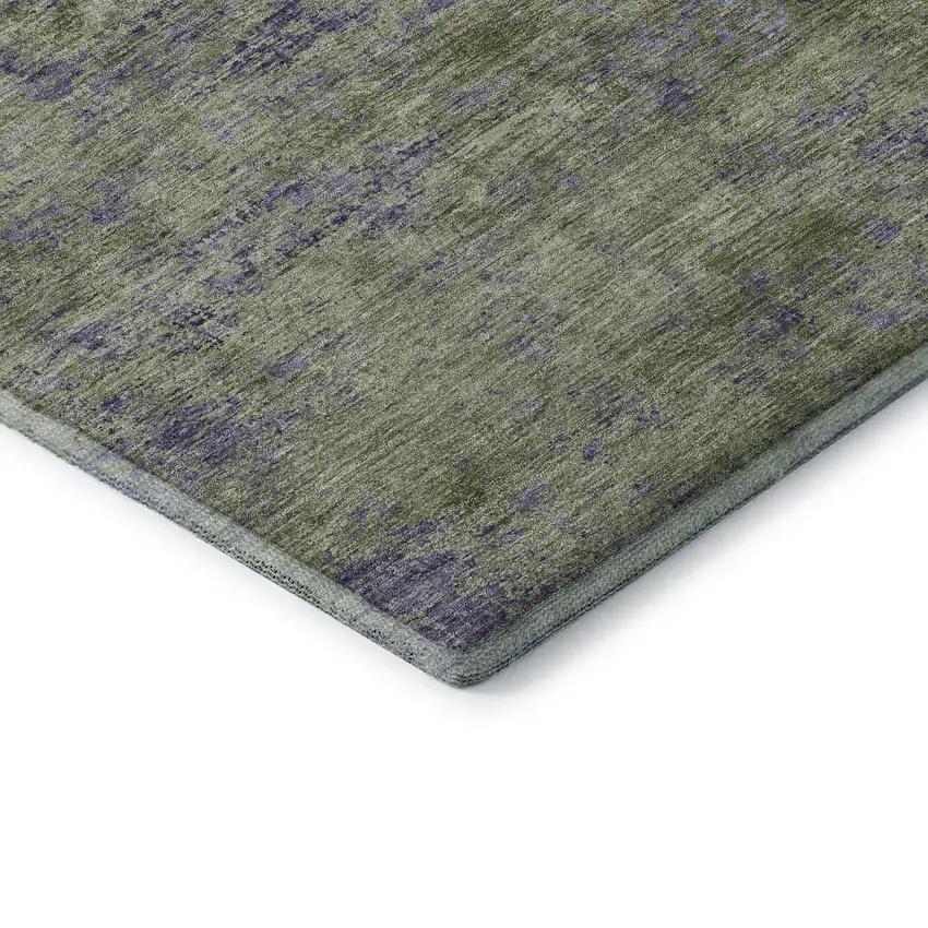 Olive Green And Purple Abstract Washable Area Rug With UV Protection Photo 7