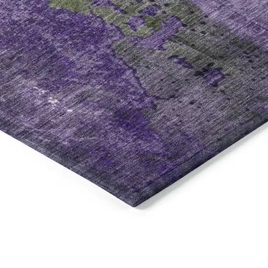 Olive Green And Purple Abstract Washable Indoor Outdoor Area Rug Photo 9