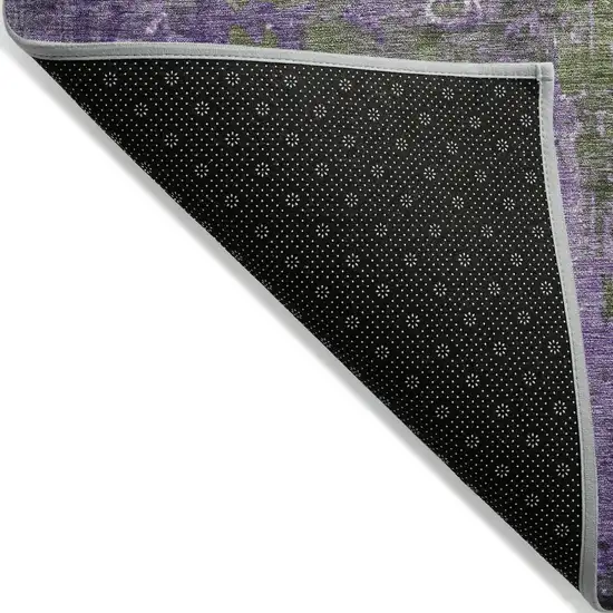 Olive Green And Purple Abstract Washable Indoor Outdoor Area Rug Photo 8