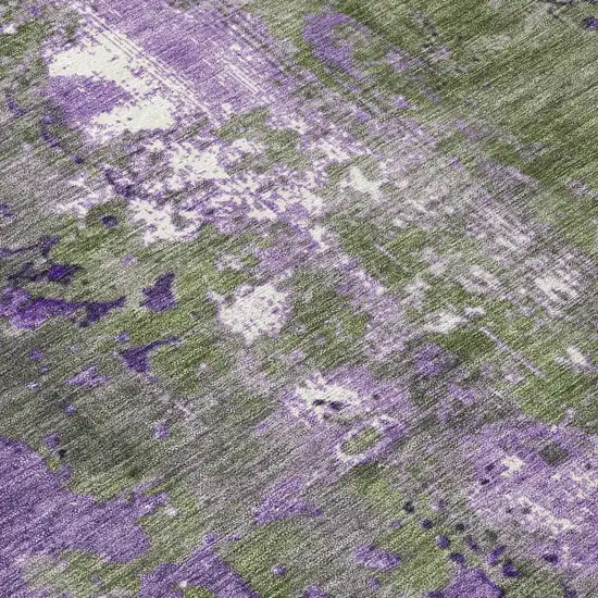 Olive Green And Purple Abstract Washable Indoor Outdoor Area Rug Photo 9