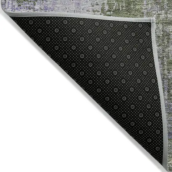 Olive Green And Purple Abstract Washable Indoor Outdoor Area Rug Photo 4