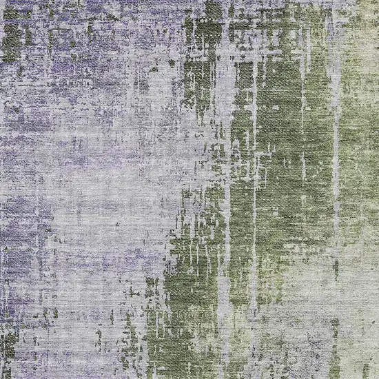 Olive Green And Purple Abstract Washable Indoor Outdoor Area Rug Photo 6